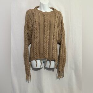 Hayden Dark Beige Chunky Knit Lightweight Sweater